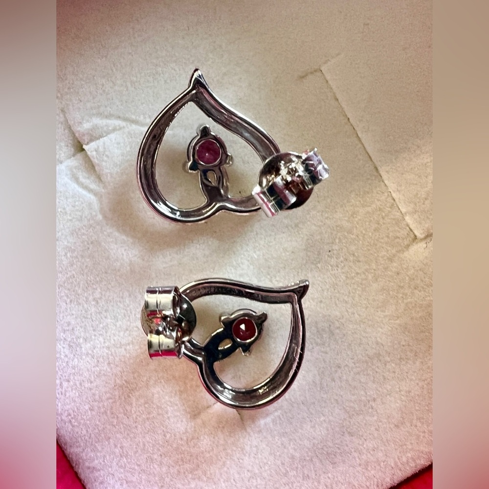 Rhodolite Angara Heart Earrings - Picture 3 of 4